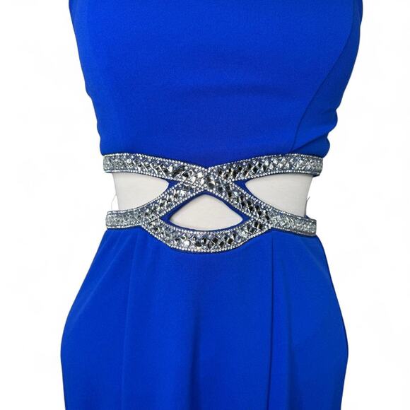 NWT Y2K Speechless Rhinestone Cutout Prom Dress Size 3 / S -  Blue Gown Glam - Picture 6 of 8